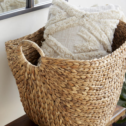 Deco 79 Seagrass Storage Basket, Large Woven Basket, 20" x 18" x 19", Brown
