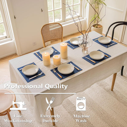 Home Brilliant Placemats Set of 4 Linen Blue Placemats Heat Resistant Dining Table Place Mats