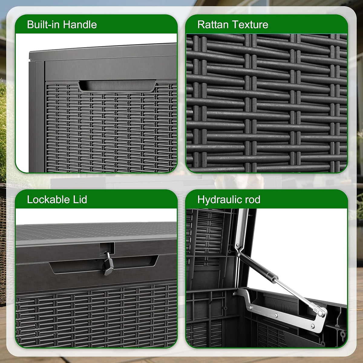 100 Gallon Outdoor Deck Box,Storage Lockable Waterproof Patio Furniture,Garden Tools,Cushions,Pool