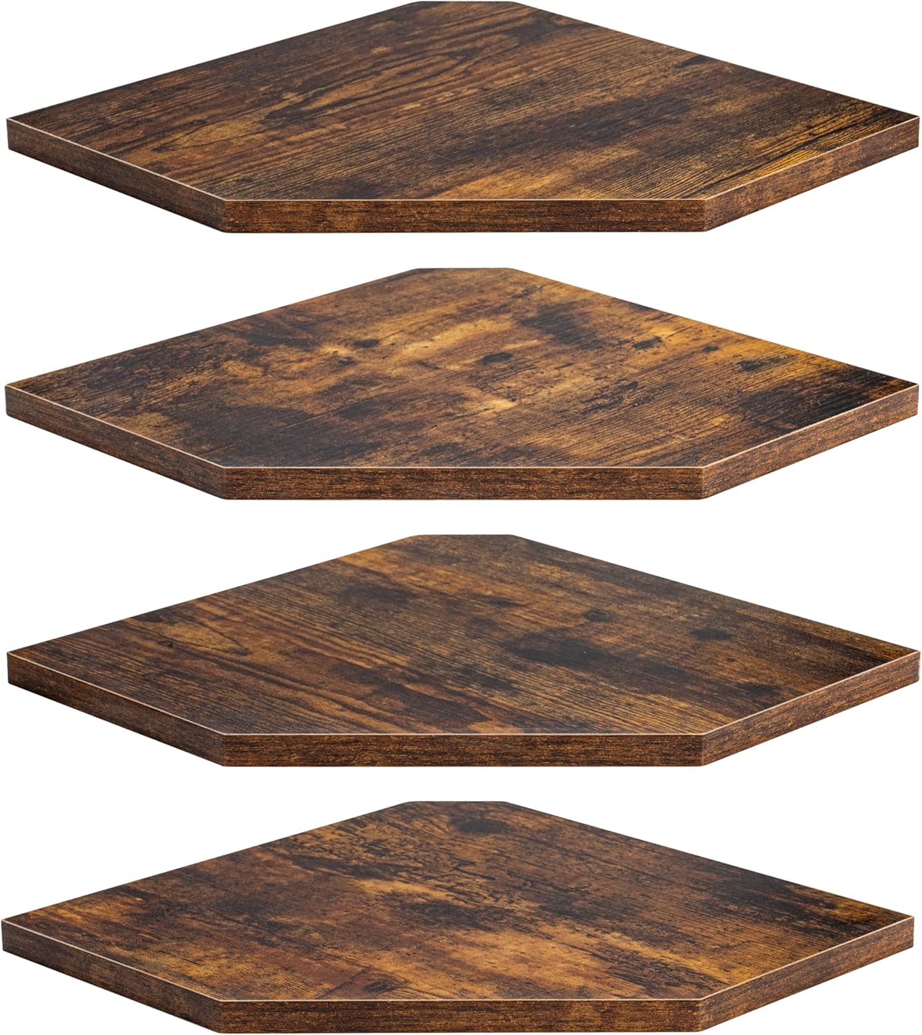 Corner Shelf Wall Mount, Floating Corner Shelves, Set of 4 Corner Wall Shelf Organizer, Rustic Wood