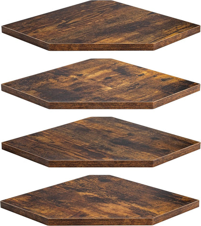Corner Shelf Wall Mount, Floating Corner Shelves, Set of 4 Corner Wall Shelf Organizer, Rustic Wood