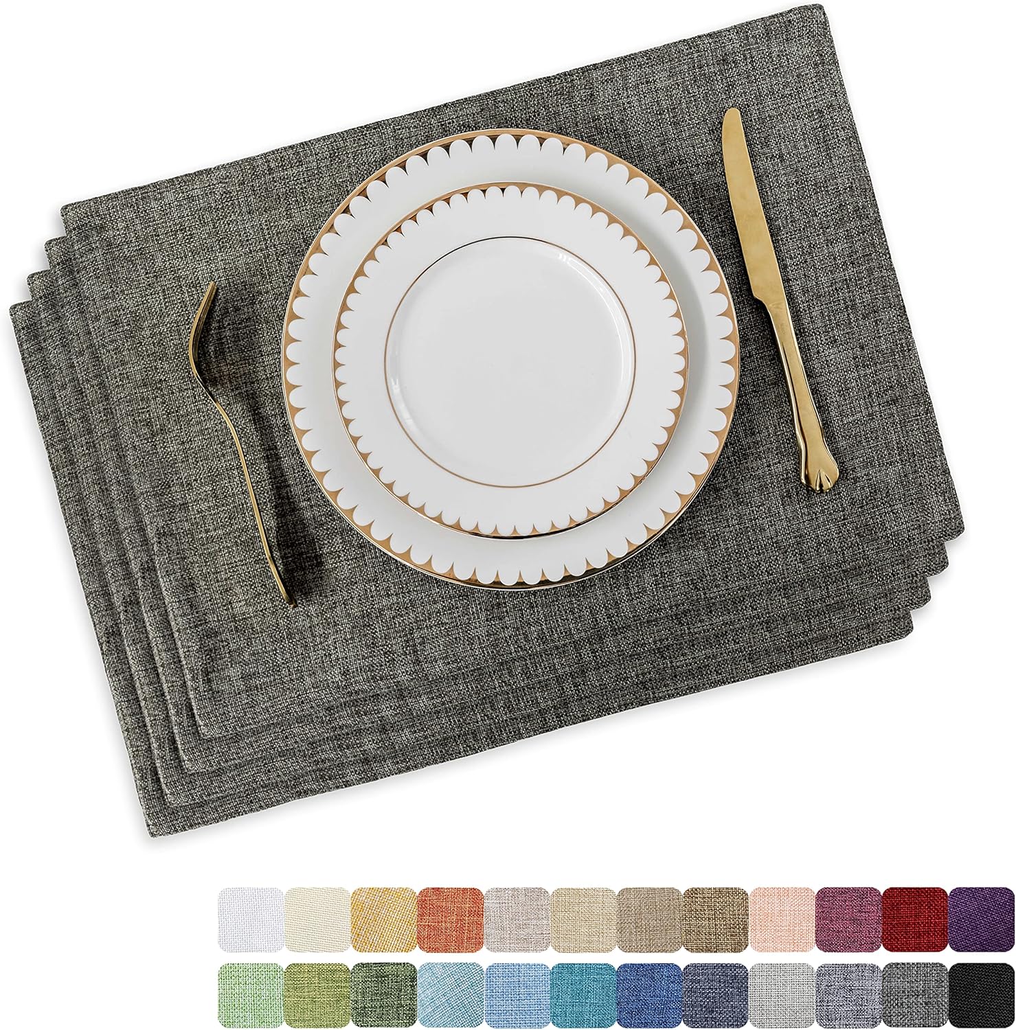 Home Brilliant Table Place Mats Fabric Cloth Placemats Set of 4 Heat Resistant Dining Linen Place