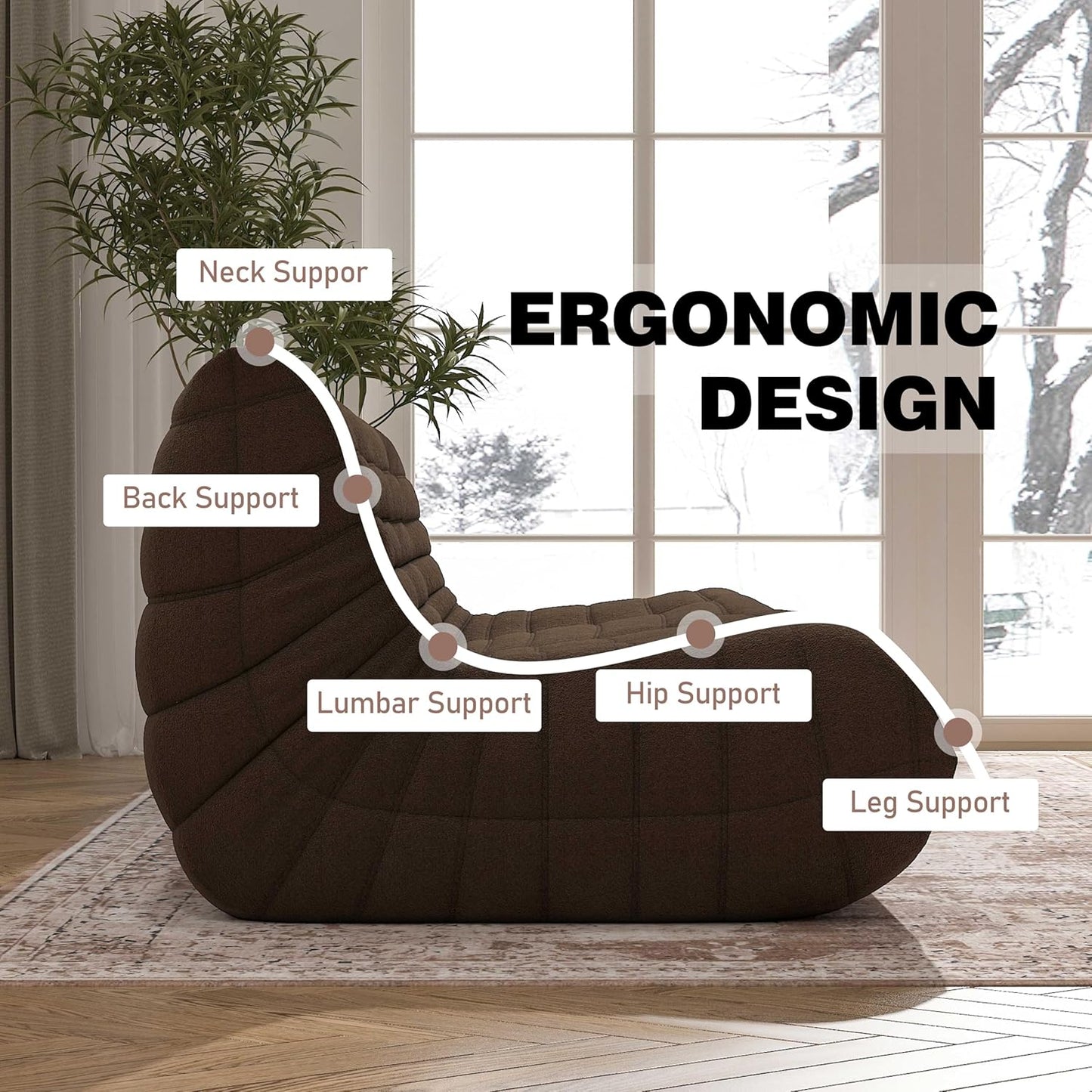 Big Bean Bag Chairs for Adults, 3 Seater Large Bean Bag Chair Sofa, Fireside Chair Lazy Sofa Chair