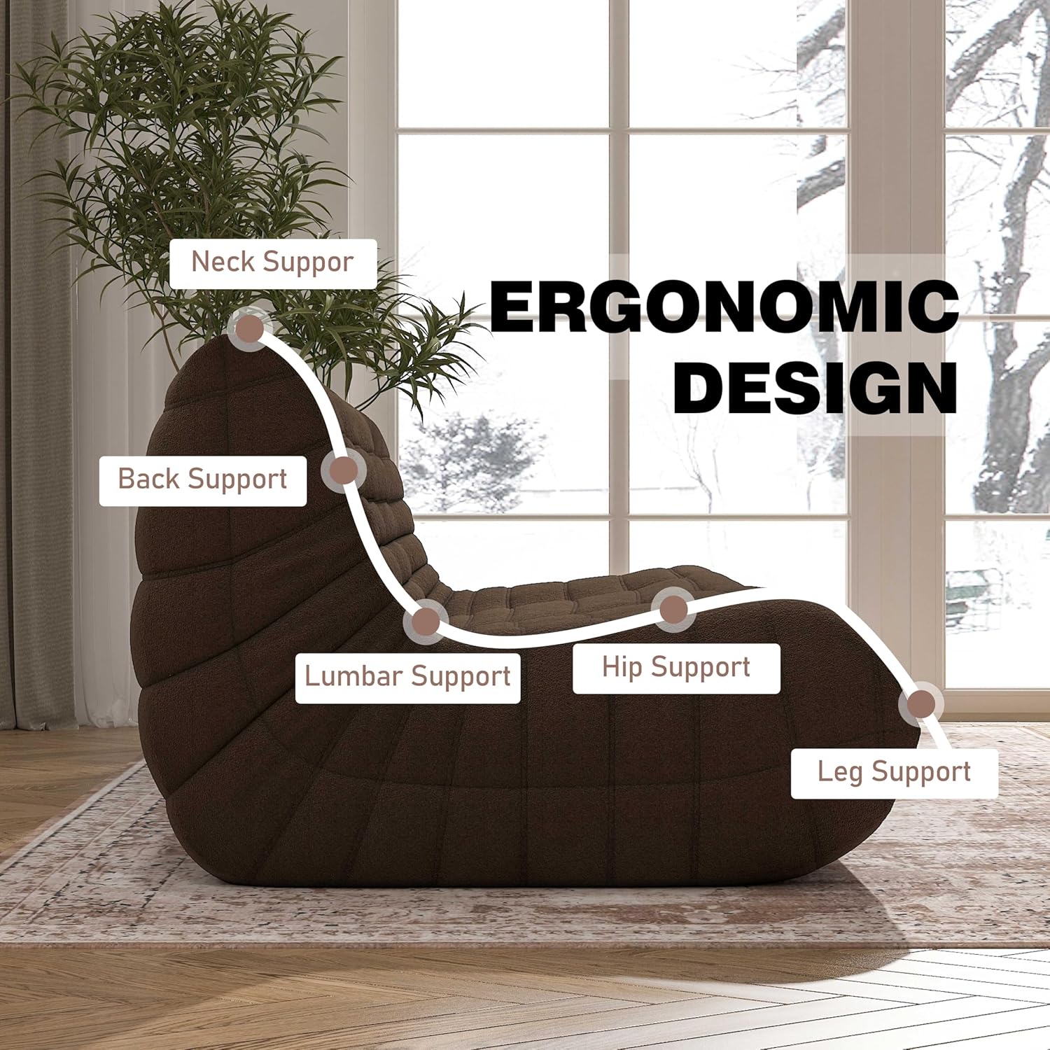 Big Bean Bag Chairs for Adults, 3 Seater Large Bean Bag Chair Sofa, Fireside Chair Lazy Sofa Chair