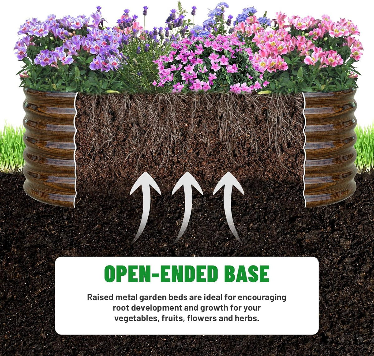 SnugNiture Galvanized Steel Raised Garden Bed, 6x2x2 ft, Outdoor Oval Deep Root Planter Box for