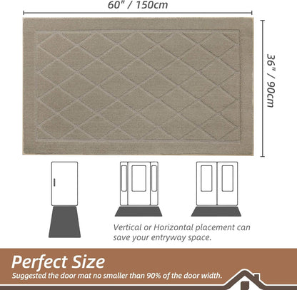 BEQHAUSE Dirt Trapper Door Mat 36" x 60", Doormat Non-Slip Entryway Rugs Washable, Dog Door Mat