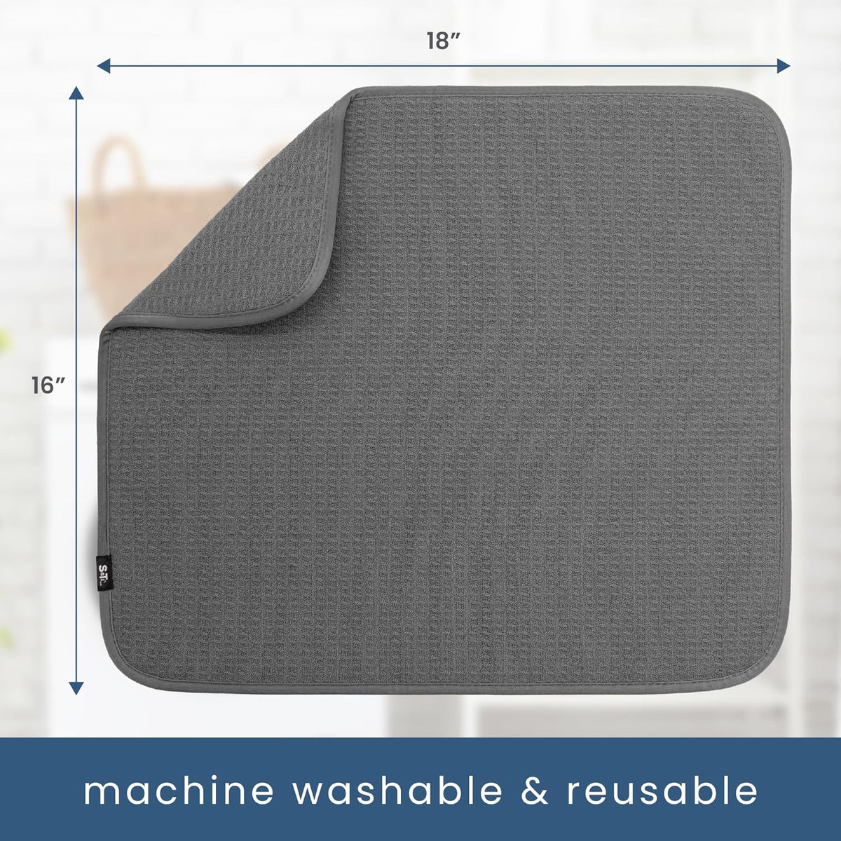 S&T INC. Dish Drying Mat, 16” x 18”, Absorbent Microfiber Kitchen Counter Mat, Dish Drying Pad for