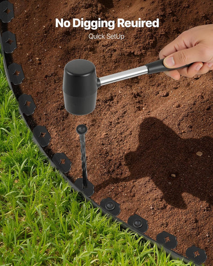 VEVOR Landscape Edging, 100 ft x 1.5 in Plastic Garden Border Edging with 120 Spikes, No Dig