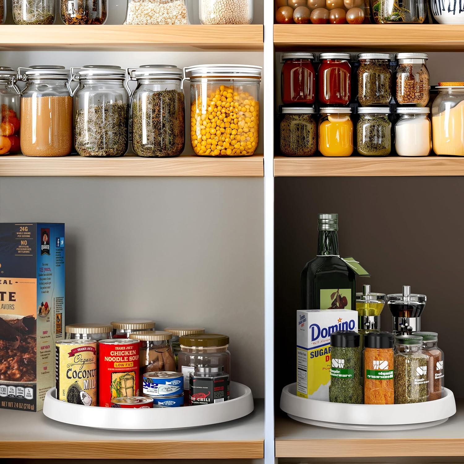 Simple Houseware Lazy Susan Spice Organizer Rotating Tray, 4-Pack (2 Medium 10'', 2 Large 12'')