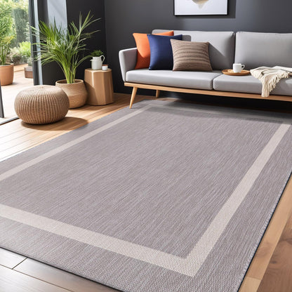 Bordered Outdoor Rug 6x9 Washable Outside Carpet for Indoor Patio Porch Waterproof Easy Cleaning