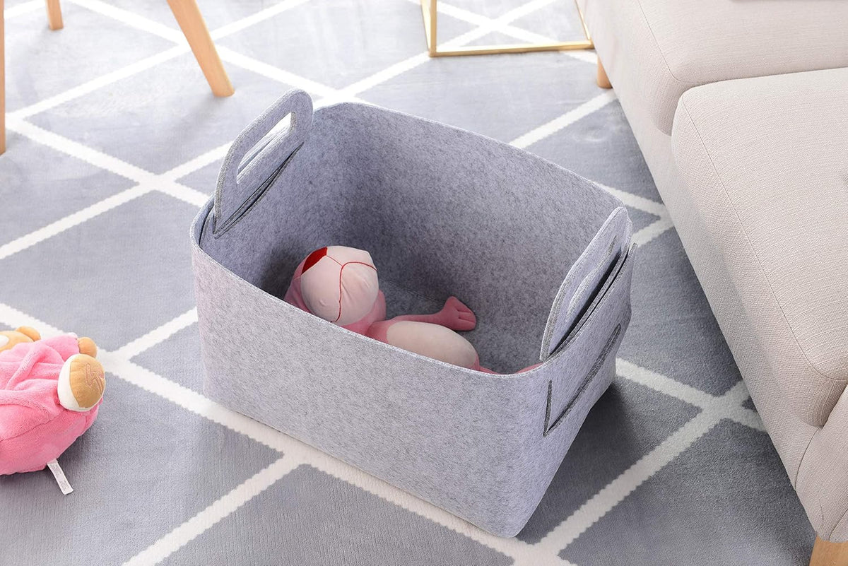 Minoisome Storage Basket Felt Storage Bin Collapsible& Convenient Box Organizer with Carry Handles