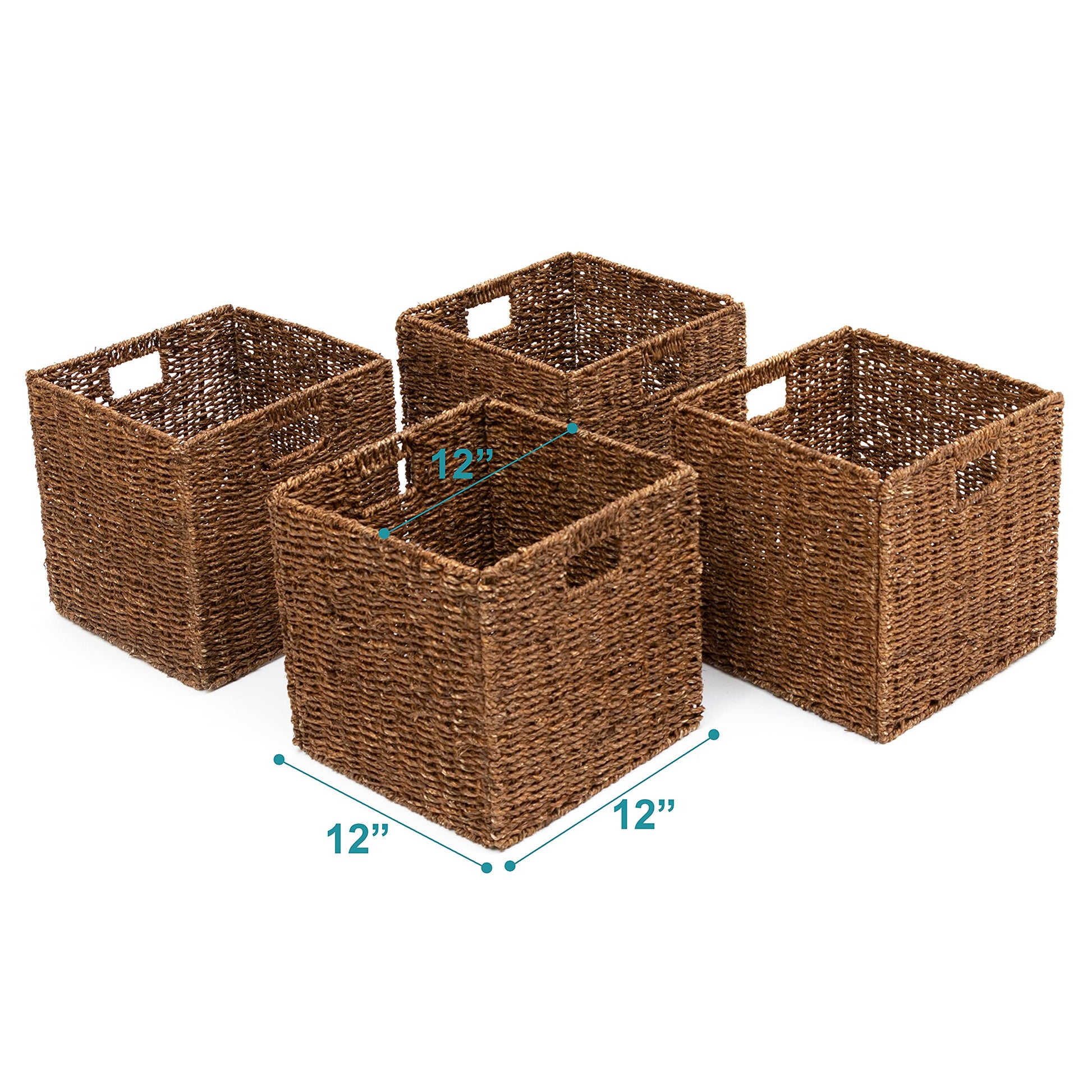 Foldable Storage Basket with Iron Wire Frame By Trademark Innovations (Set of 4)