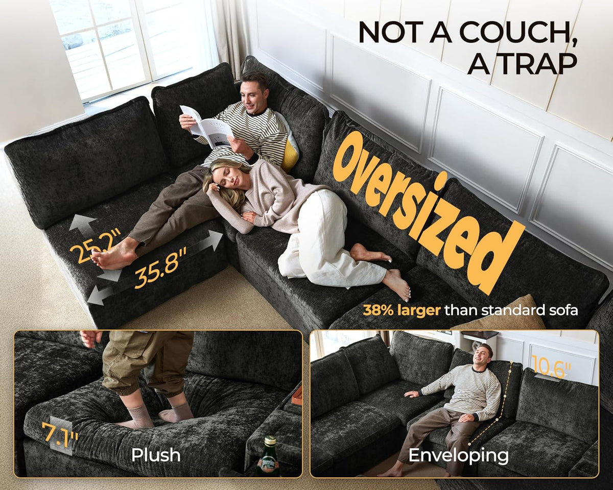 Oversized Modular Sofa Comfy Cloud Couch with Storage, Extra Deep Plush Sectional Sofa Set for