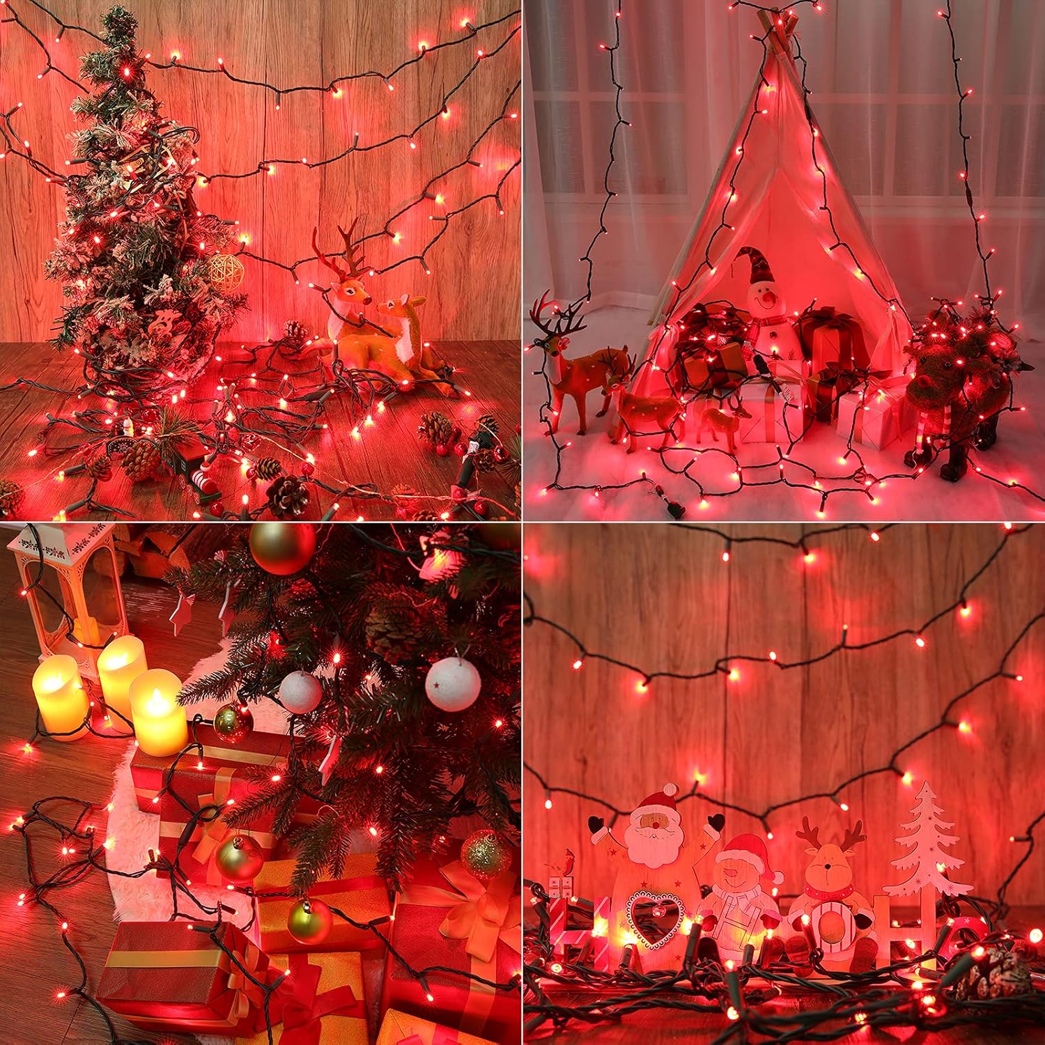 Brizled Red Christmas Lights, 33ft 100 LED Christmas String Lights, 5mm Wide Angle Mini Xmas Tree