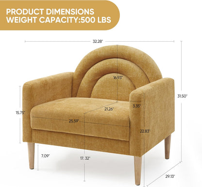 Accent Chair Reading Chair with Armrest, Small Comfy Chair for Small Spaces, Modern Linen