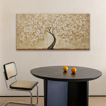 TAIJXAGSG Botanical Wall Art Gold Tree Flower Abstract Wall Decor Modern Canvas Art Wall Decor