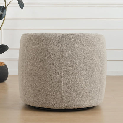 KINWELL 34" Wide Sherpa Swivel Barrel Chair, No Assembly Round Boucle Upholstered Accent Chair