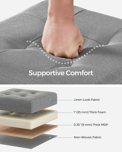 SONGMICS Storage Ottoman, Small Ottoman Foot Rest with Legs, 15 x 15 x 15.7 Inches Foot Stool, Load