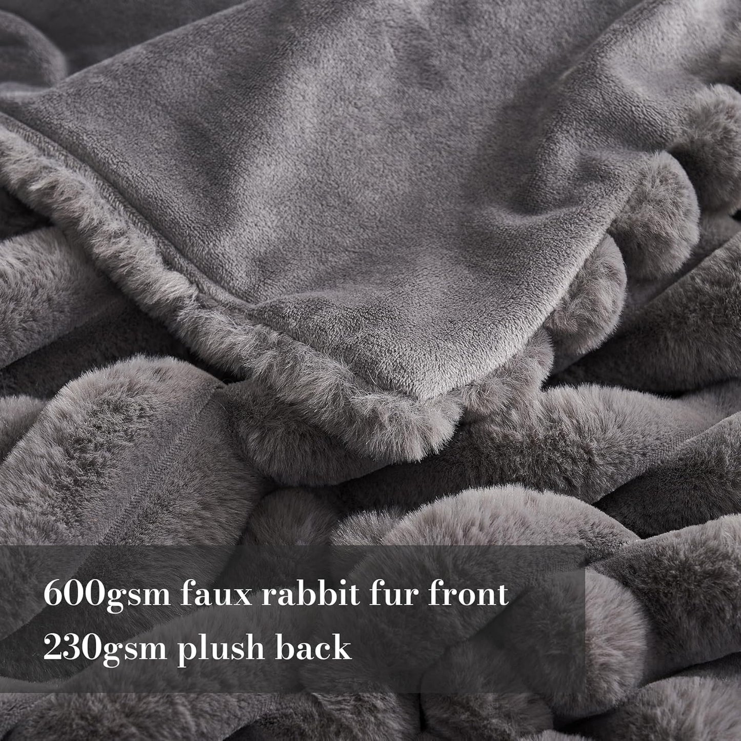 Amélie Home Faux Fur Throw Blanket for Couch, Cozy Fuzzy Fluffy Fur Luxurious Soft Striped Plush