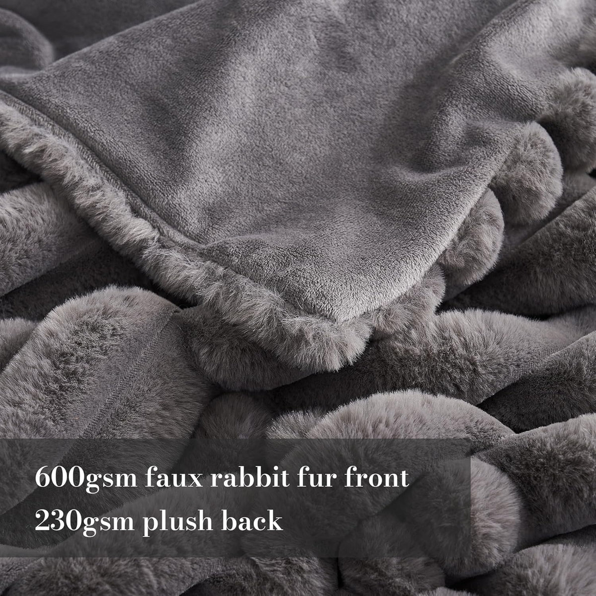 Amélie Home Faux Fur Throw Blanket for Couch, Cozy Fuzzy Fluffy Fur Luxurious Soft Striped Plush