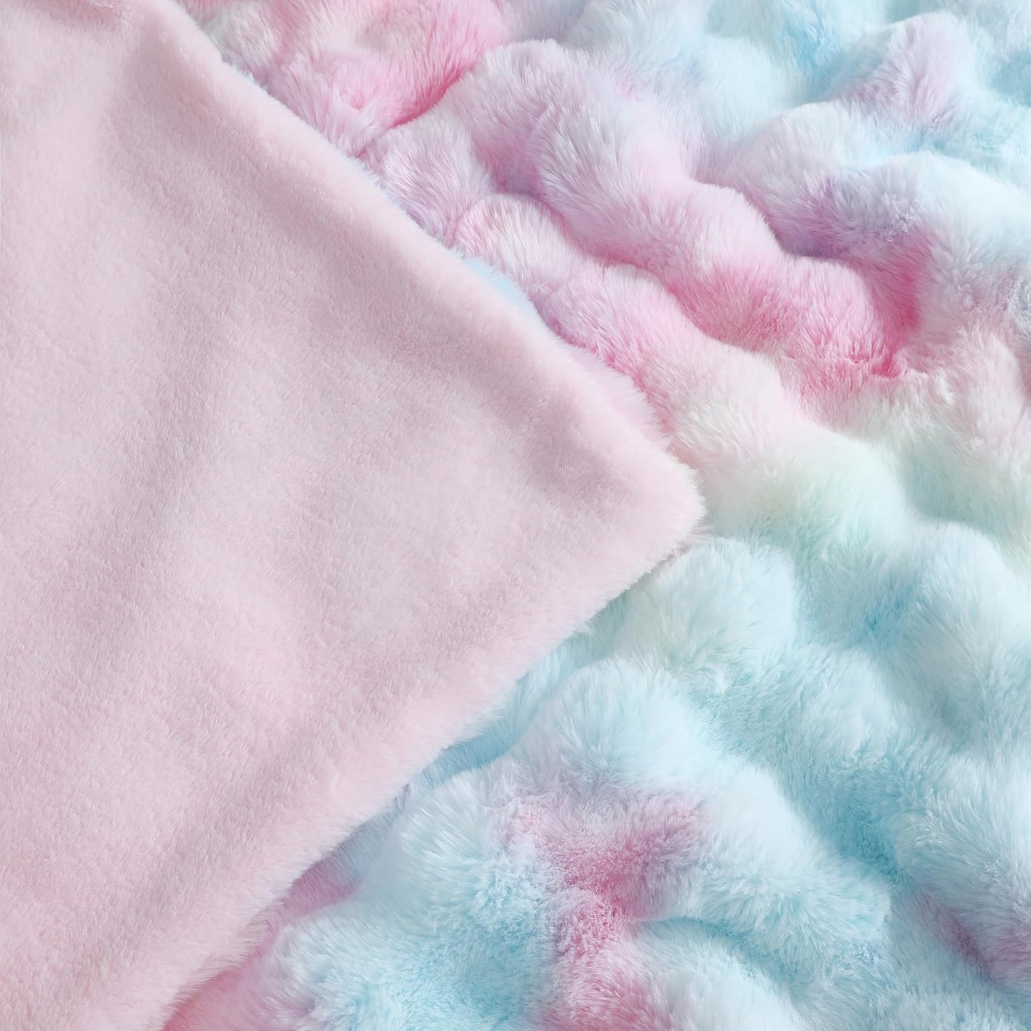 UKELER Colorful Plush Furry Throw Blanket 50''x60'', Super Soft Cozy Warm Blanket for Bed, Couch