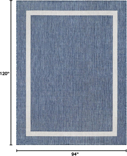 Bordered Outdoor Rug 8x10 Washable Outside Carpet for Indoor Patio Porch Waterproof Easy Cleaning