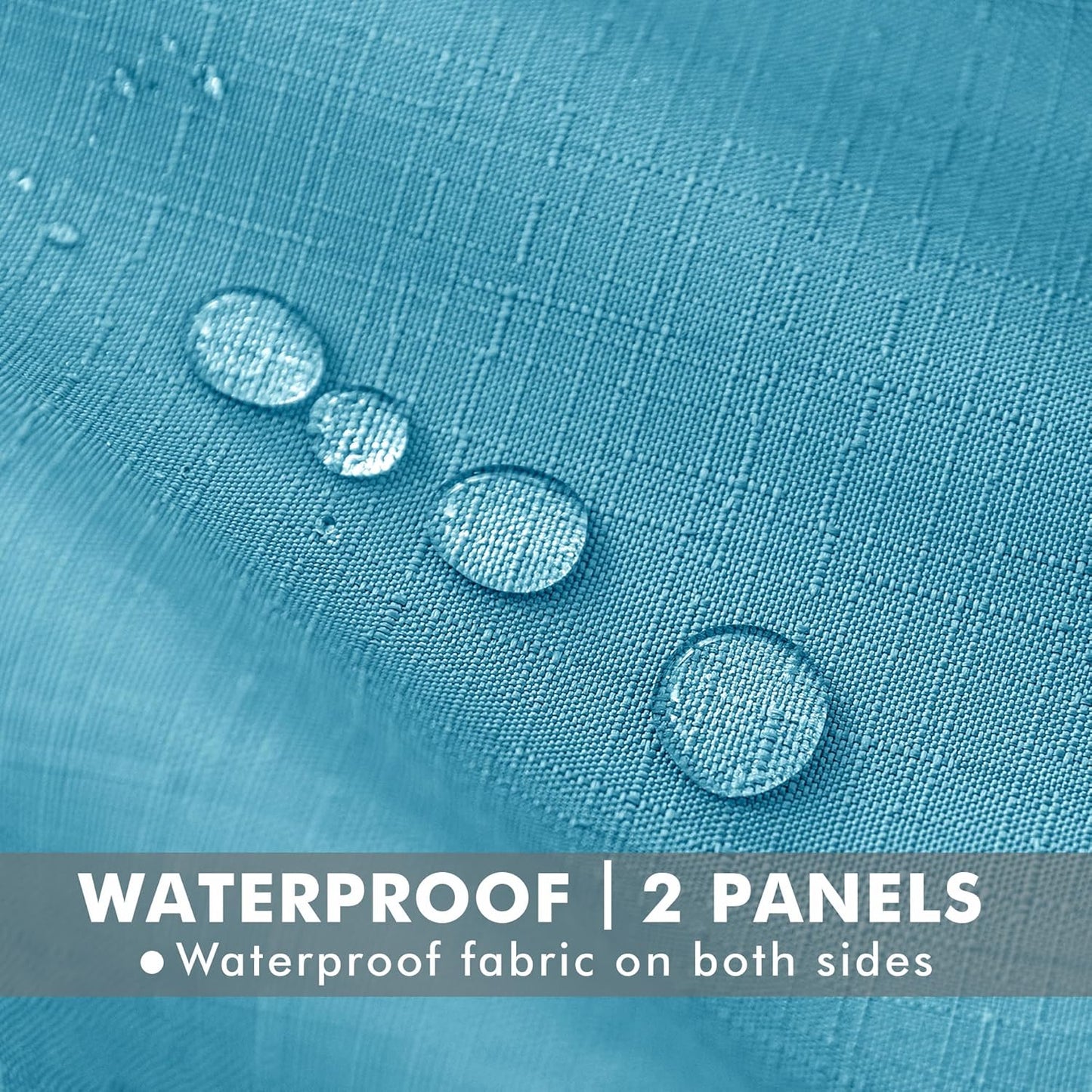 HolidayIdeas 4 Panels Linen Outdoor Curtains for Patio Waterproof Teal Gazebo Privacy Curtains 110"