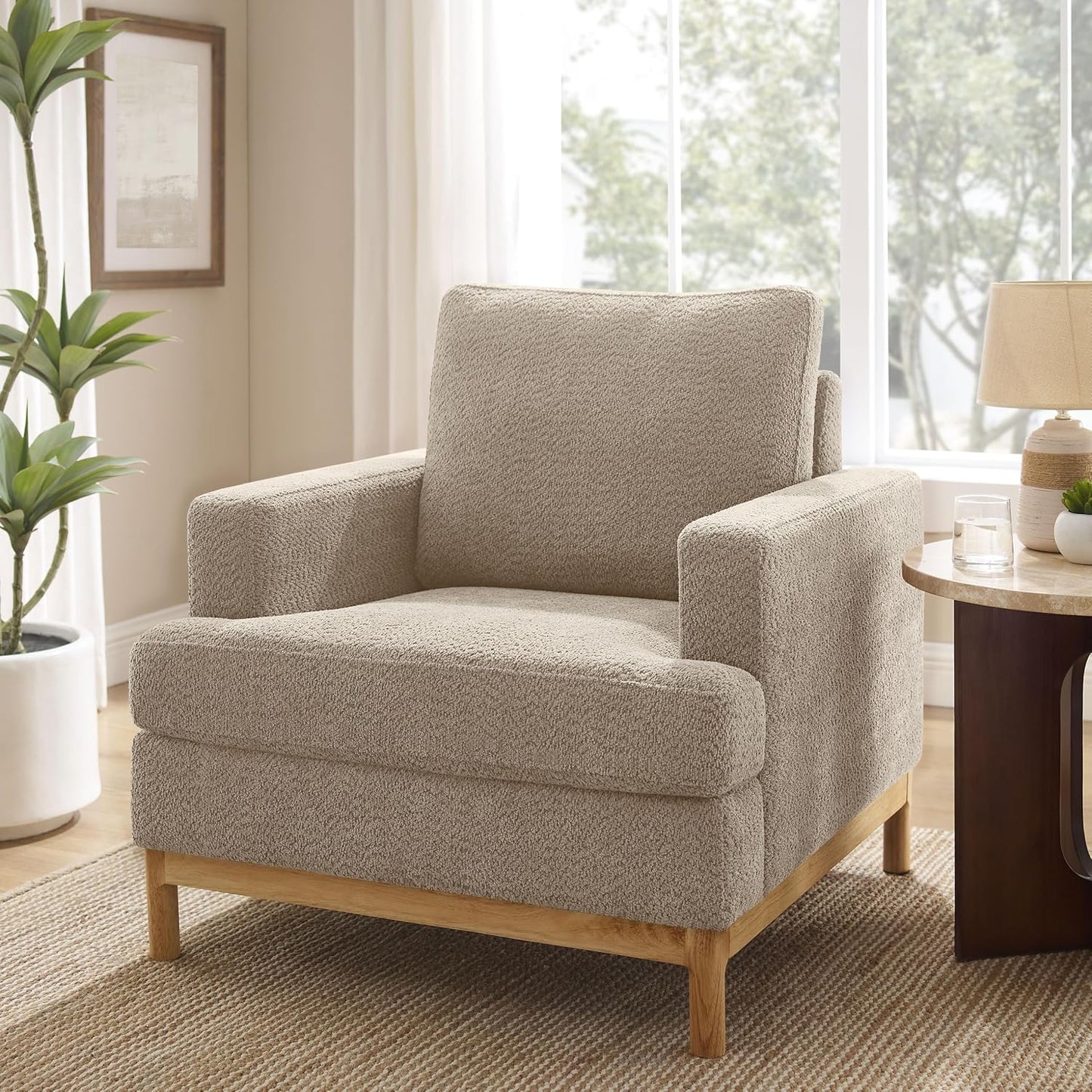 Oversized Accent Chair, Mid Century Modern Upholstered Armchair for Living Room, Comfy Chair for