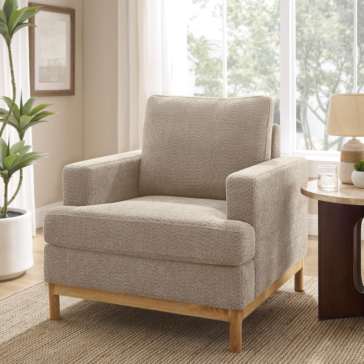 Oversized Accent Chair, Mid Century Modern Upholstered Armchair for Living Room, Comfy Chair for