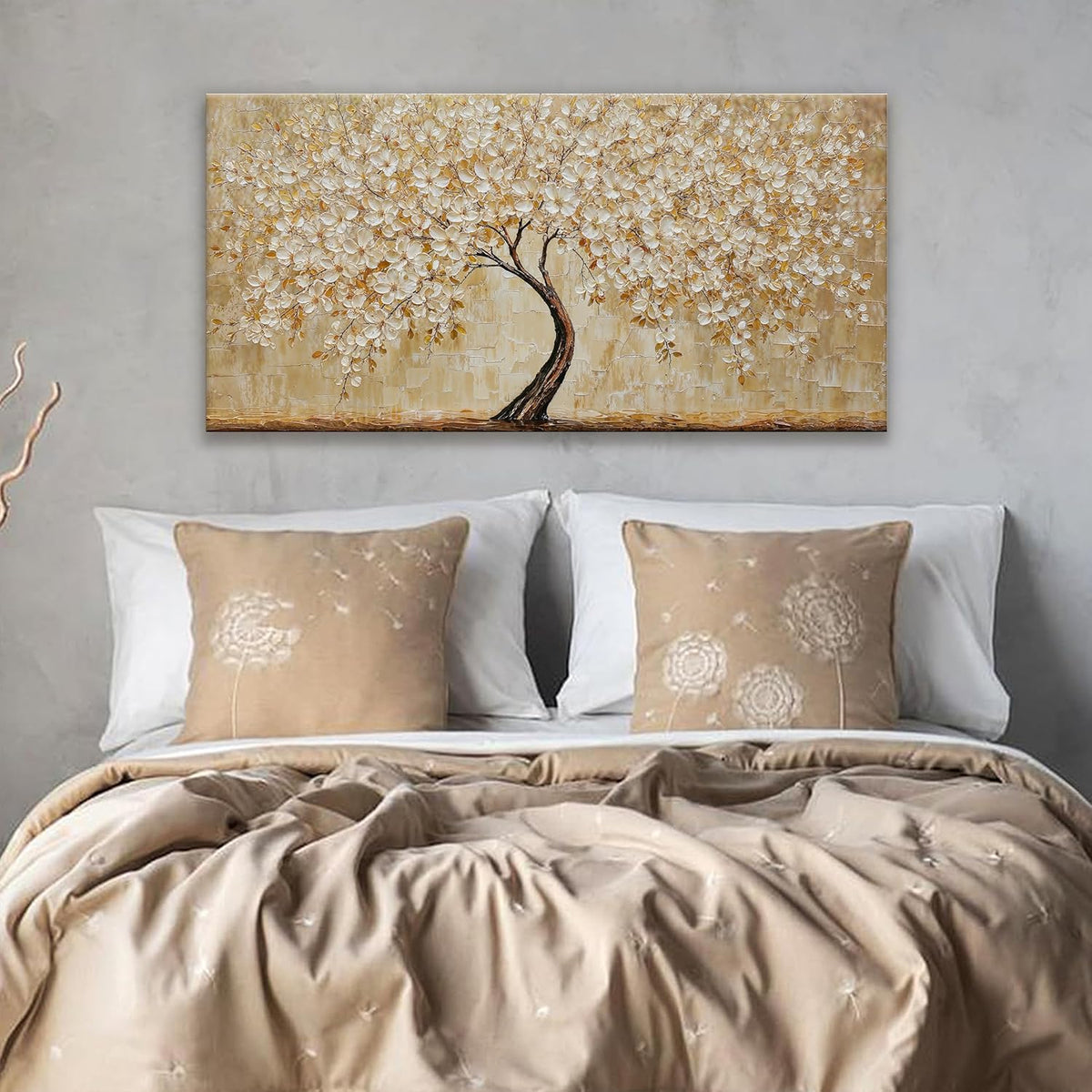 TAIJXAGSG Botanical Wall Art Gold Tree Flower Abstract Wall Decor Modern Canvas Art Wall Decor