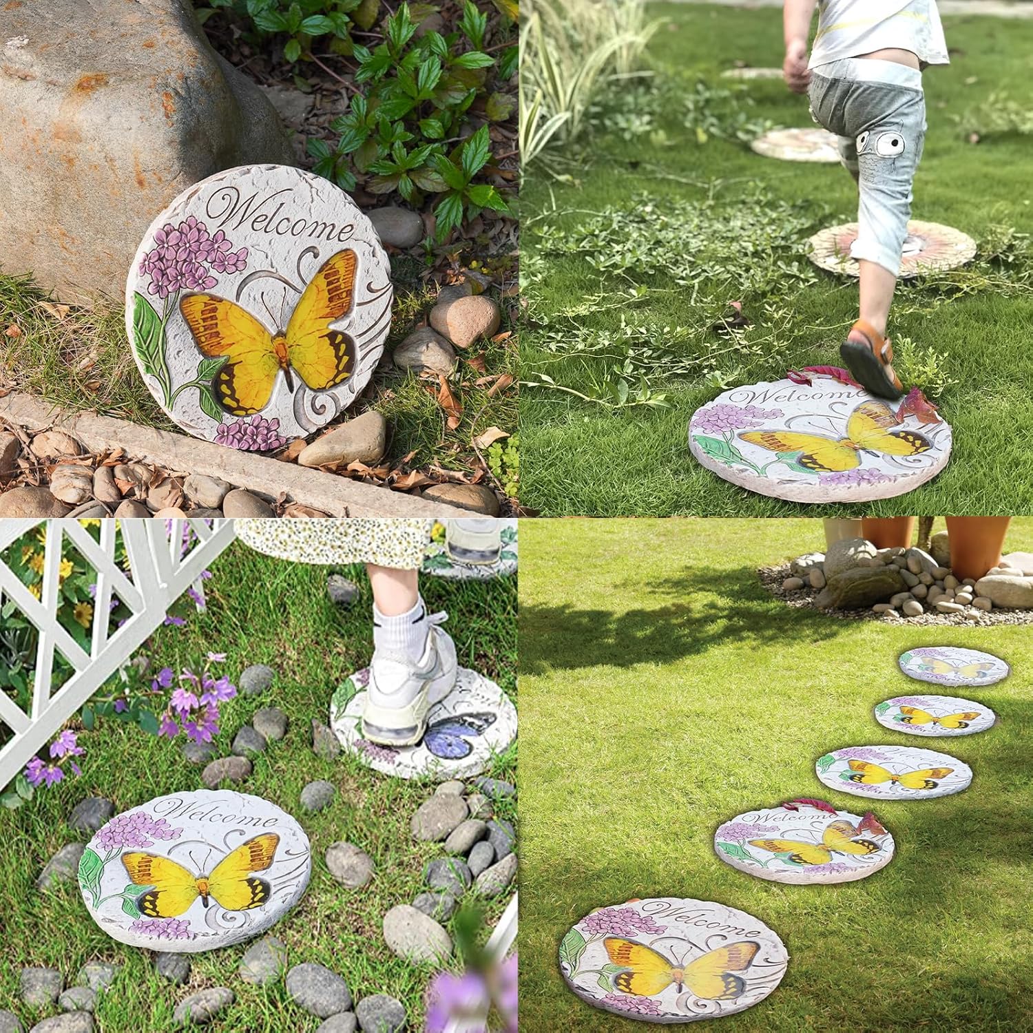 Garden Décor Stepping Stones Outdoor - Resin Butterfly Decorative Stone Bright Color Memories