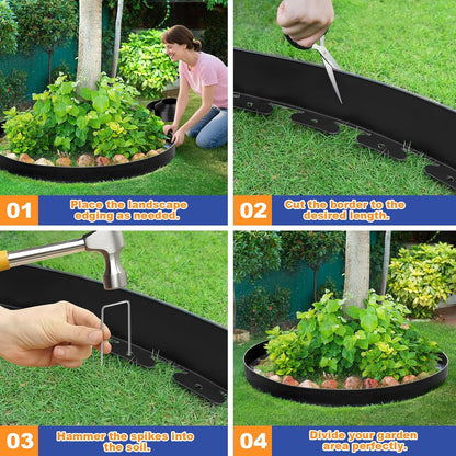 4 Inch x 66 FT (Multiple Sizes Available) Landscape Edging, Garden Edging Borders with 70pcs