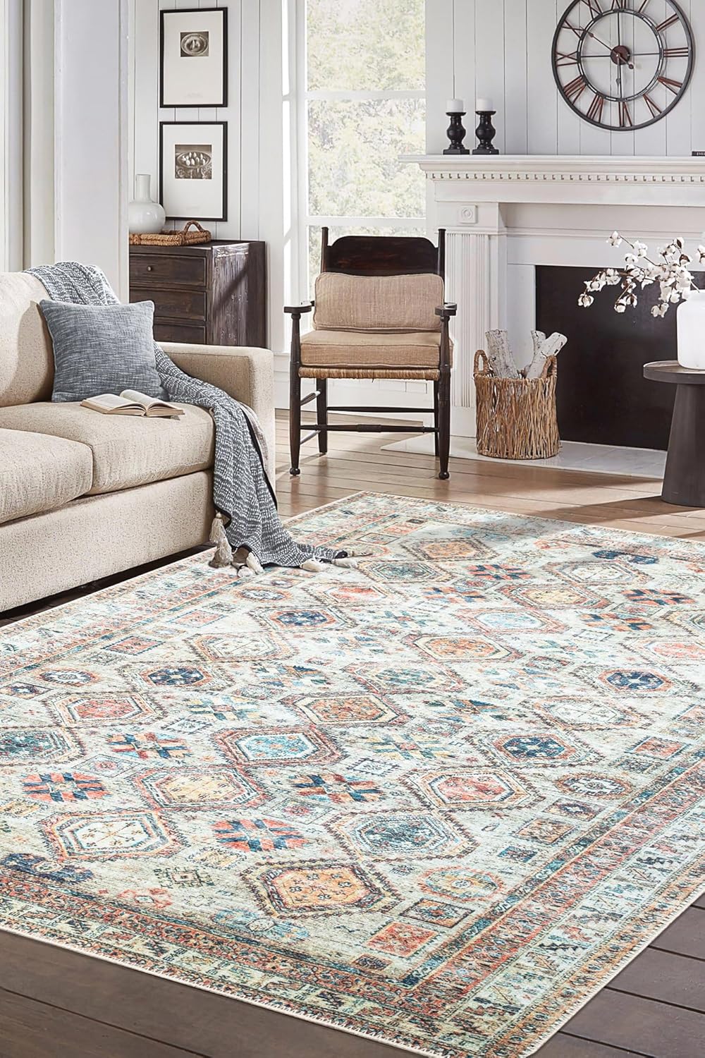 Keen Home Design 6x9 Rug - Machine Washable Area Rug with Non-Slip Backing, Ideal for Living Room