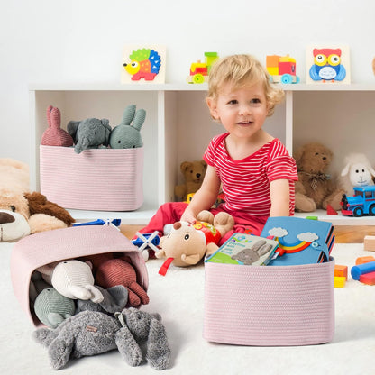Cotton Rope storage Basket Bins Woven Basket for Organizing Shelves Rectangle Decorative Baskets