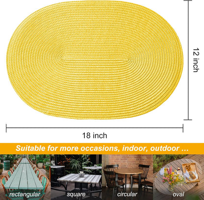 AHHFSMEI Placemats Set of 8 for Dining Table Washable Woven Vinyl Non-Slip 18x12 inches Placemat