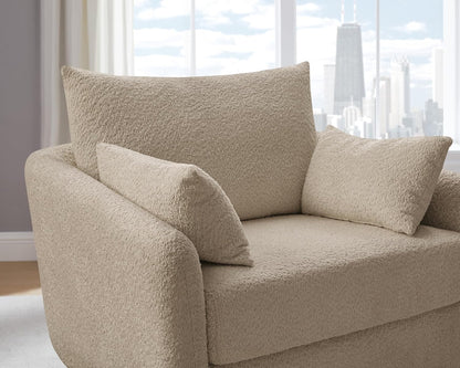 360° Swivel Accent Armchair, 39.3" Oversized, Sherpa Boucle Fabric Sofa Chair with Removable Back &
