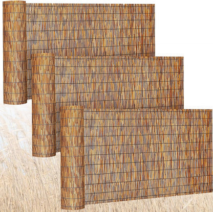 Barydat 3 Pcs 3 x 16.4 ft Bamboo Privacy Screen, Reed Fence Roller Patio Decorative Fences Reed