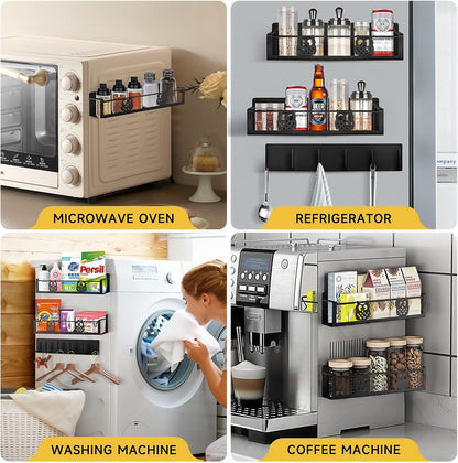 3 Pack Moveable No Drilling Heavy Magnet Spice Rack for Refrigerator Organizers and Storage,Space