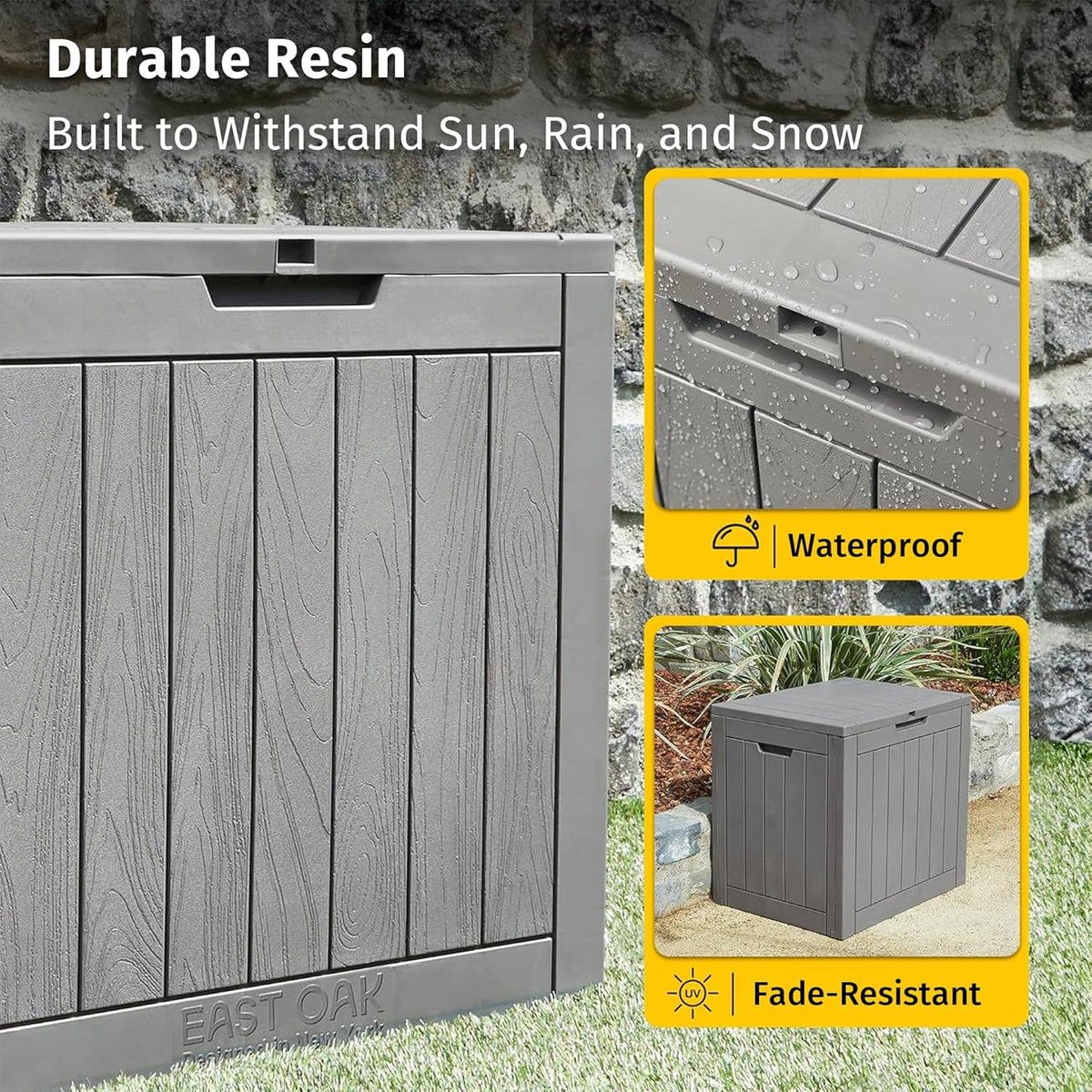 EAST OAK Outdoor Storage Box, 31 Gallon Deck Box Indoor and Outdoor Use, Waterproof Resin Storage