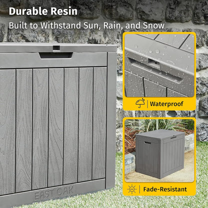 EAST OAK Outdoor Storage Box, 31 Gallon Deck Box Indoor and Outdoor Use, Waterproof Resin Storage