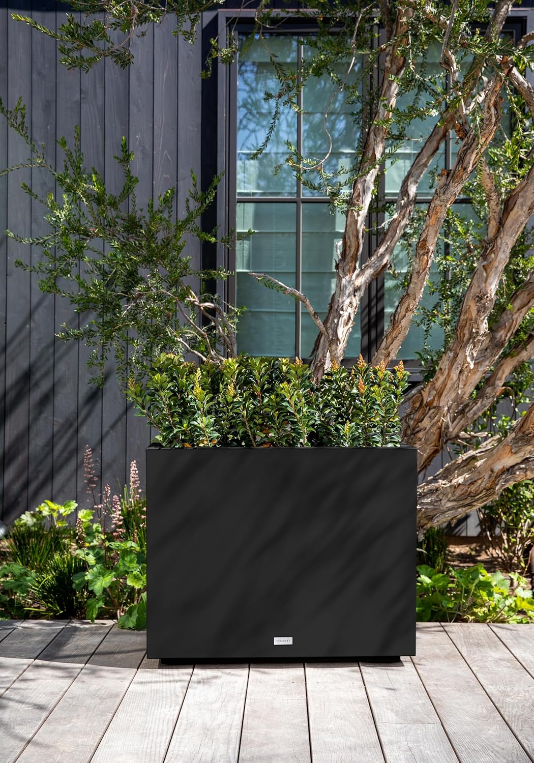 Veradek Block Series Span Plastic Planter - Tall Rectangular Planter for Indoor or Outdoor