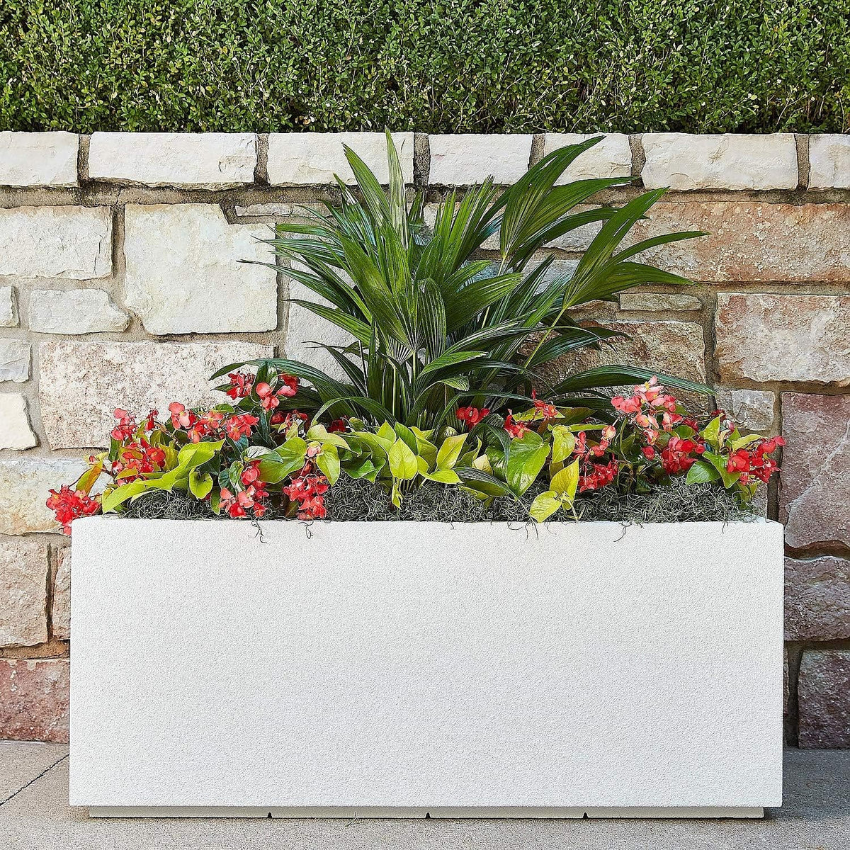 PolyStone Milan Tall Modern Outdoor/Indoor Rectangular Trough Planter, 46" L X 17" W X 19" H