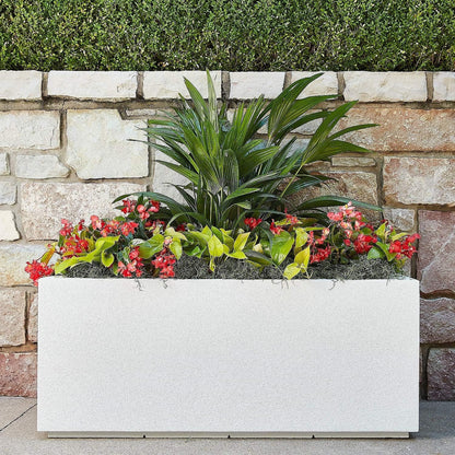PolyStone Milan Tall Modern Outdoor/Indoor Rectangular Trough Planter, 46" L X 17" W X 19" H