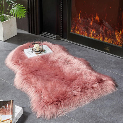 AMTOVO Faux Fur Rug, Blush Pink Small Area Rug, Fluffy Sheepskin Rug, Fuzzy Ultra Soft 2 x 3 ft