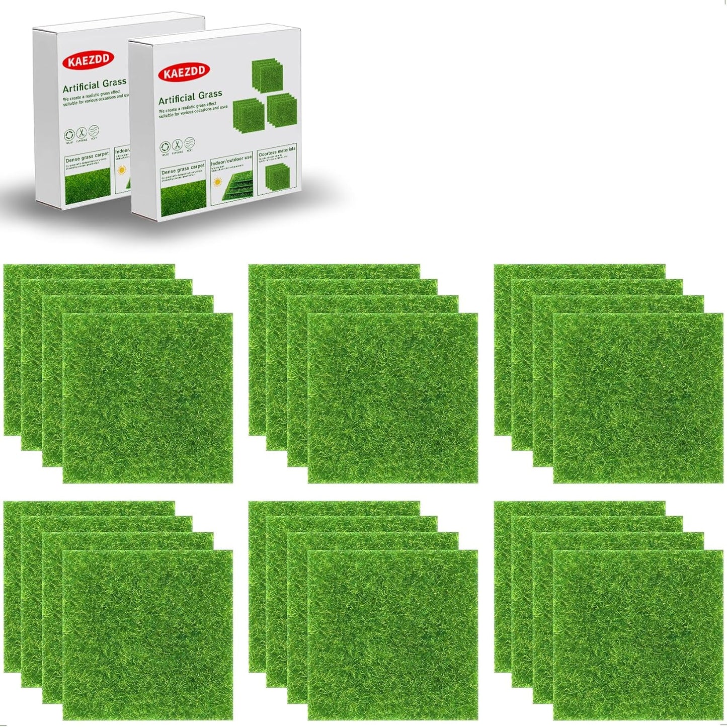 24 Packs 6 X 6 Inch Fake Grass Decor for Crafts, Artificial Grass for Dollhouse Miniature Ornament