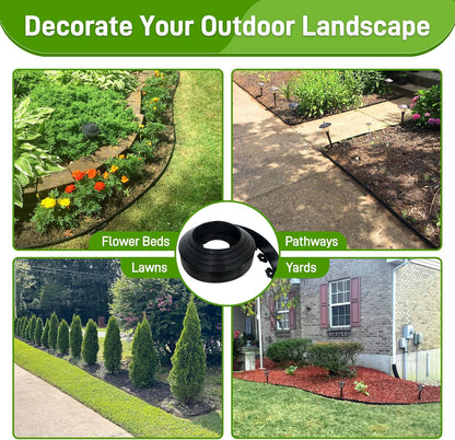 3.15" x 50' No Dig Landscape Edging, Plastic Garden Edging Borders with 45 Anchoring Spikes