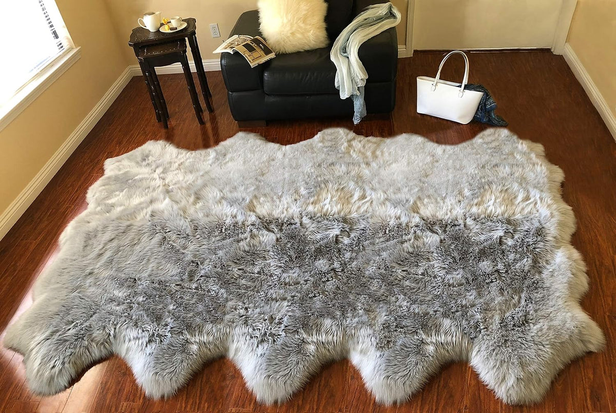 LAMBZY Faux Sheepskin Hypoallergenic Free Shape Silky Shag Rug, Luxury Shaggy Silky Plush Carpet