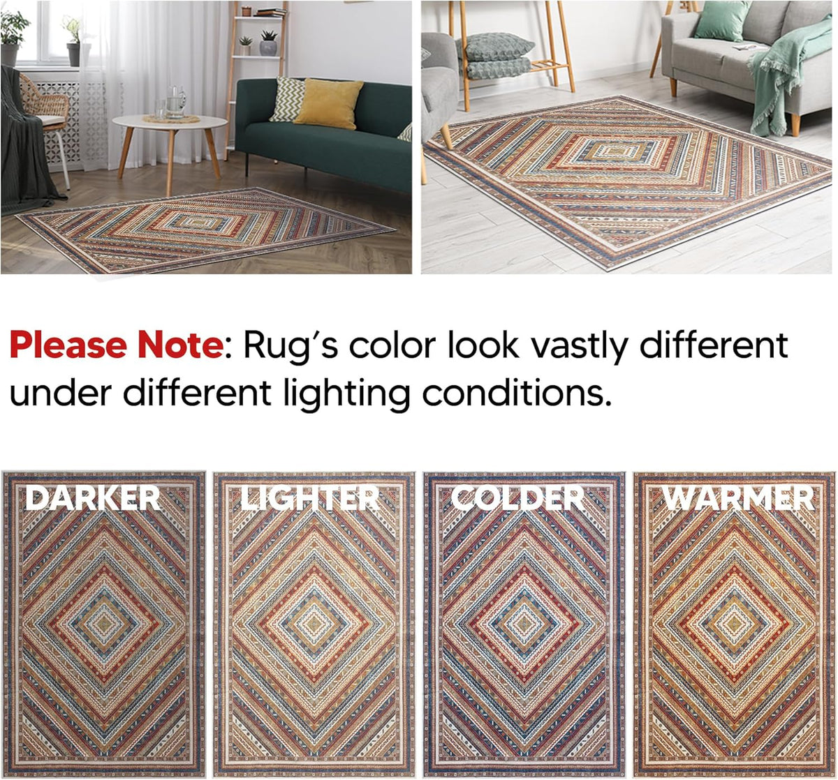 Keen Home Design 4x6 Rug - Machine Washable Area Rug with Non-Slip Backing, Ideal for Living Room