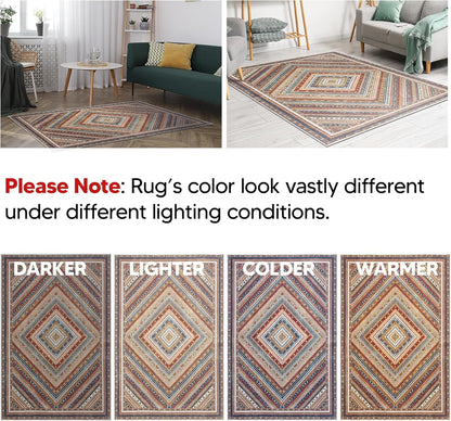 Keen Home Design 4x6 Rug - Machine Washable Area Rug with Non-Slip Backing, Ideal for Living Room