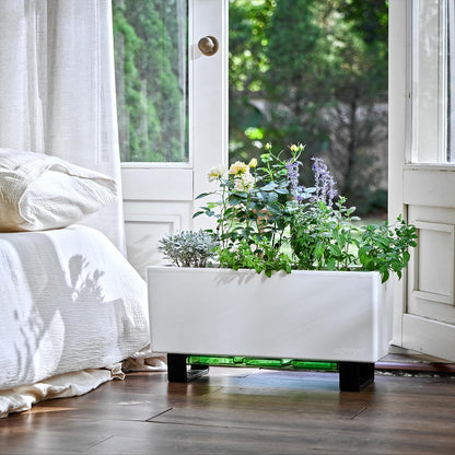 Glowpear Self-Watering Mini Bench Planter - 23.6" in Pot, Free Standing, UV Stable, Scalable